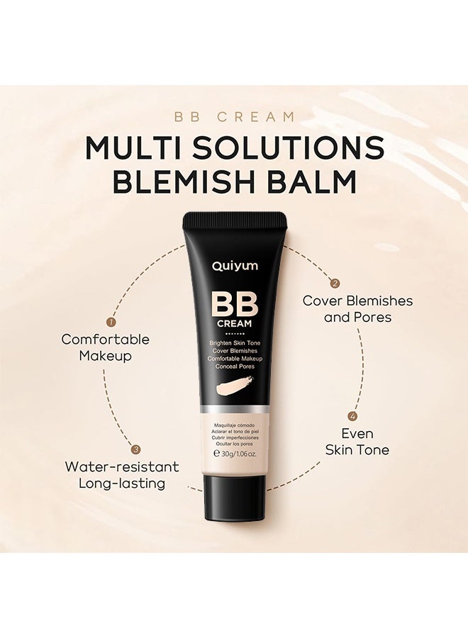 QUIYUM BB Cream Tinted Moisturizer, 9Colors Moisturizes & Conceals, Cover Blemishes & Pores, Even Skin Tone, Lighiweight Foundation Full Coverage Tinted Illuminator for All Skin, Oil-Free,#110 Ivory - Image 4